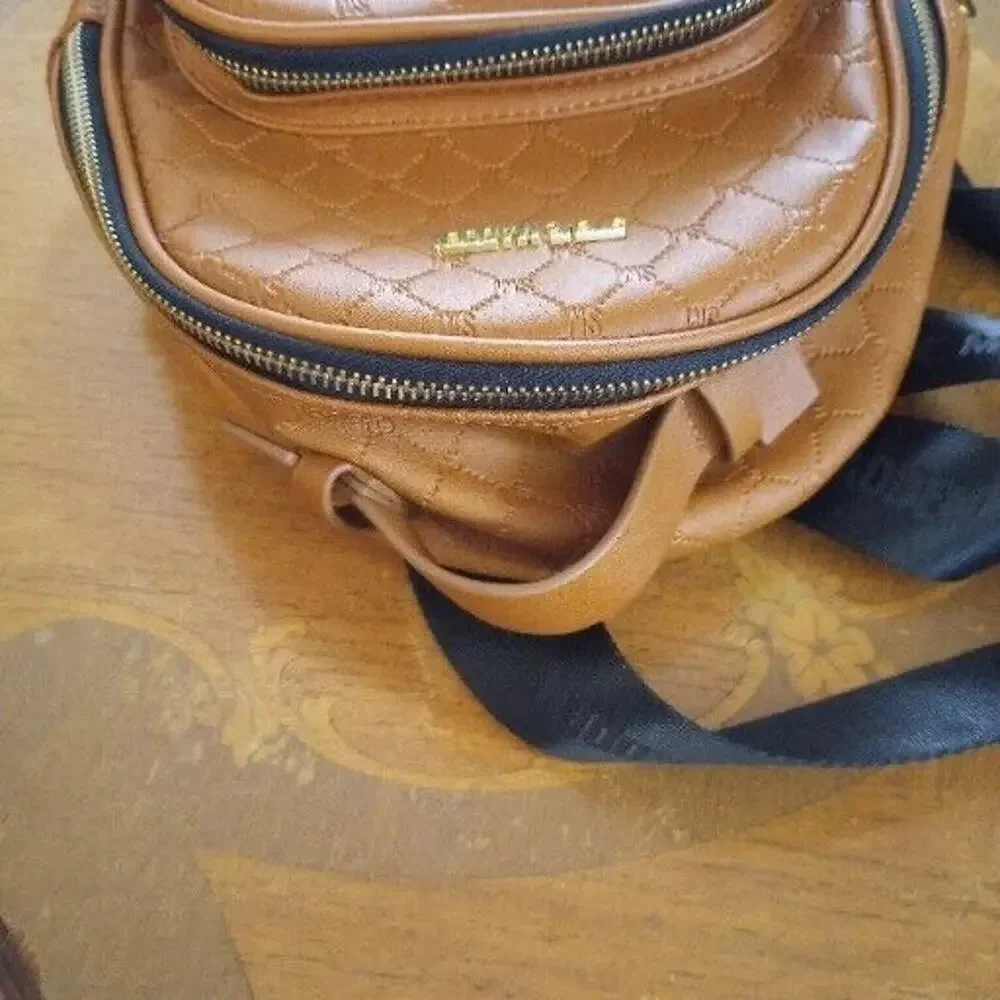 Steve Madden Mini Backpack‎ Mint BBLogo Cognac Brown Bag Purse Adjustable Straps